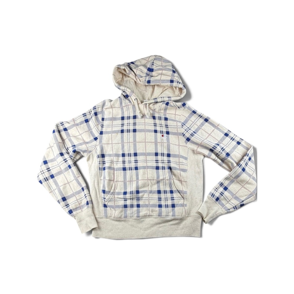 Champion Tracksuit Men S Beige Plaid Reverse Weave Hoodie & Joggers Athleisure